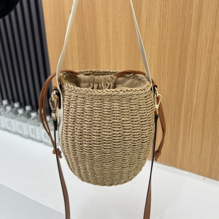Straw raffia leather bag , size 19*19*13cm ,no box,  B25-156-157