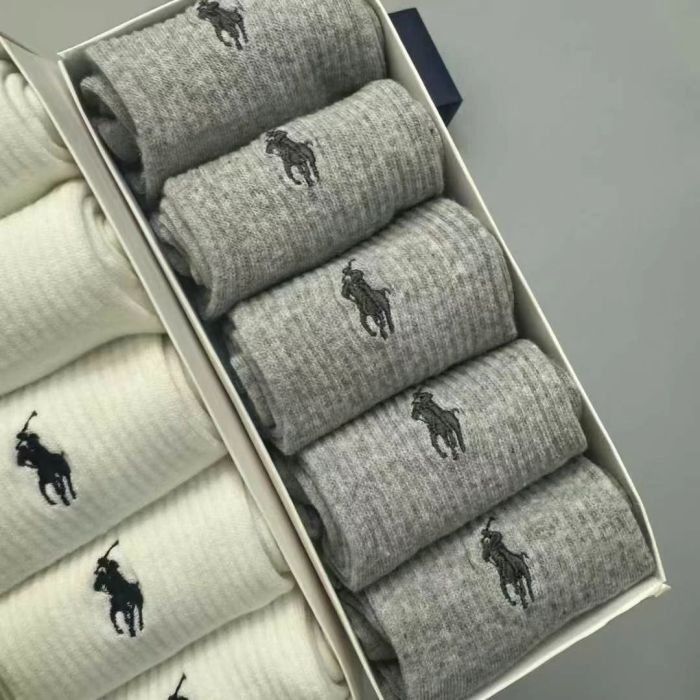 Embroidery breathable sports cotton socks for men women， 5 pairs of 1 box. free size,CL15.5-152
