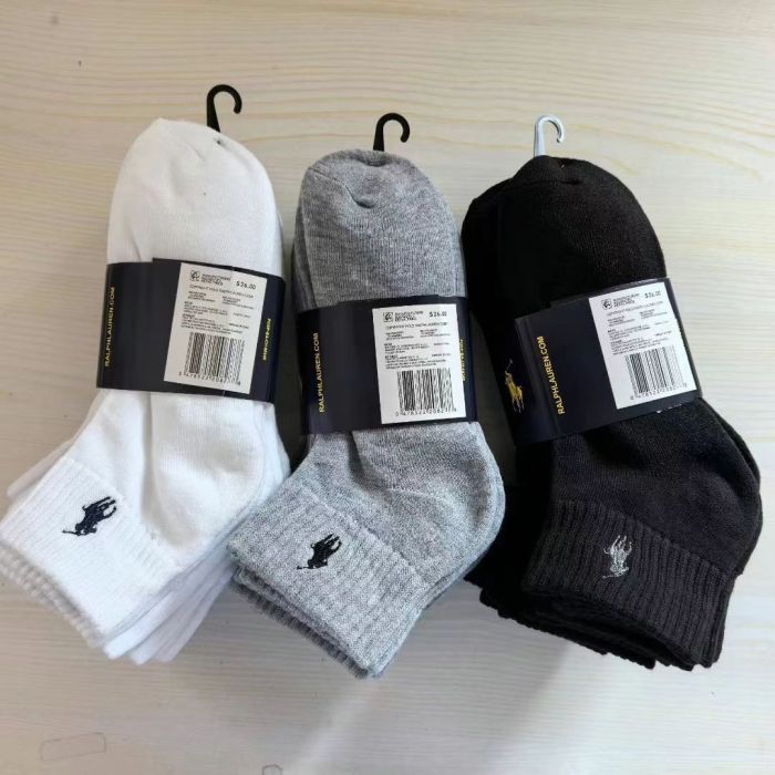 Embroidery breathable sports cotton socks for men， 6 pairs. no box, size 38-46,CL15.5-153