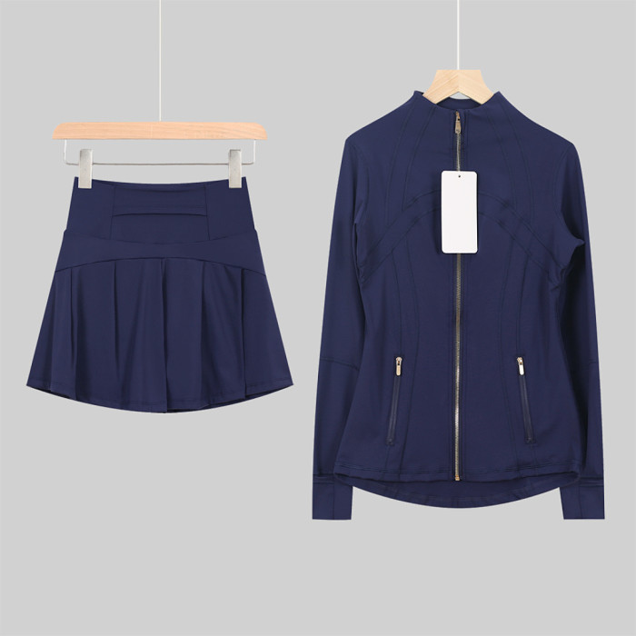 Women's Stand-up collar jacket and skirt set Gym top Yoga clothes,CL78-53-68