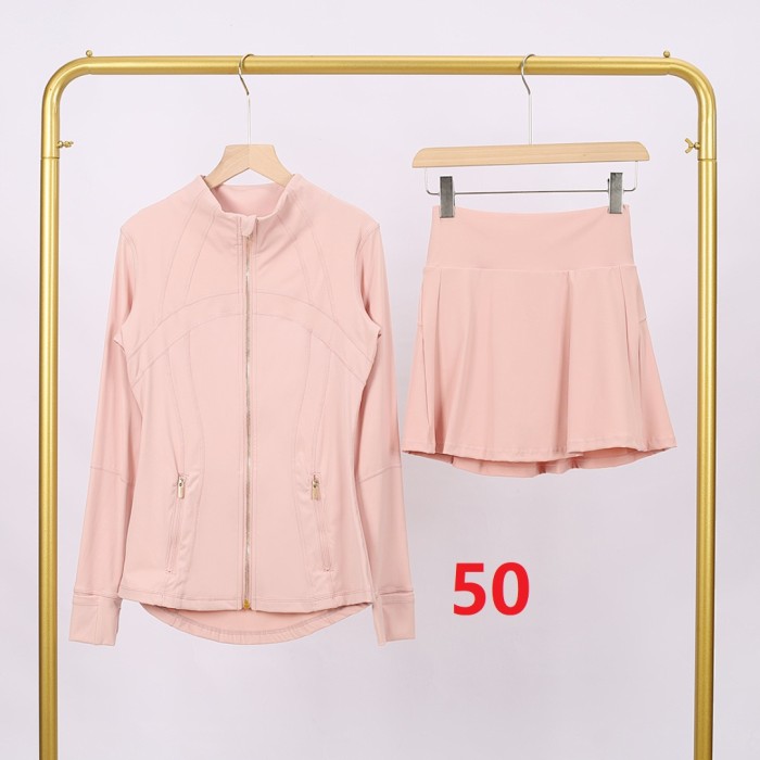 Women's Stand-up collar jacket and skirt set Gym top Yoga clothes,CL78-37-52