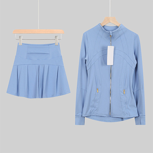 Women's Stand-up collar jacket and skirt set Gym top Yoga clothes,CL78-53-68