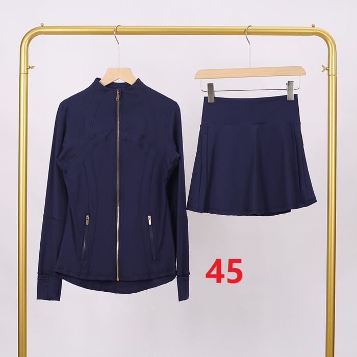 Women's Stand-up collar jacket and skirt set Gym top Yoga clothes,CL78-37-52