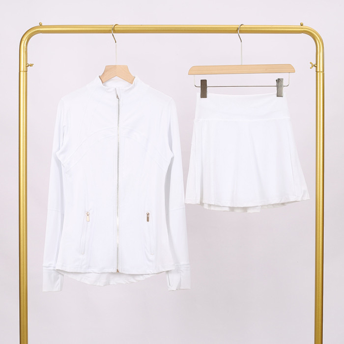 Women's Stand-up collar jacket and skirt set Gym top Yoga clothes,CL78-37-52