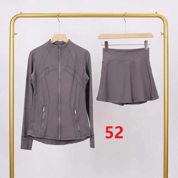 Women's Stand-up collar jacket and skirt set Gym top Yoga clothes,CL78-37-52
