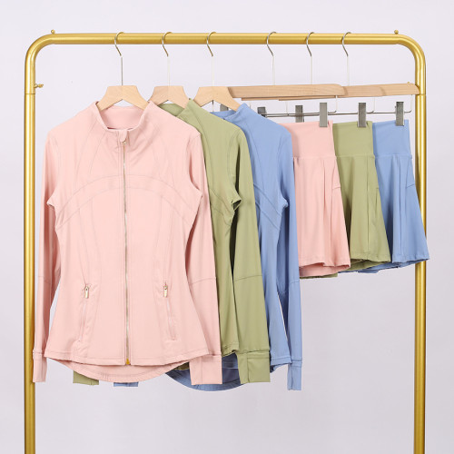 Women's Stand-up collar jacket and skirt set Gym top Yoga clothes,CL78-37-52