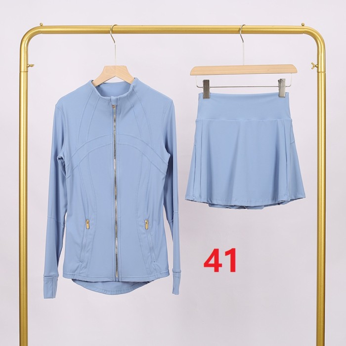 Women's Stand-up collar jacket and skirt set Gym top Yoga clothes,CL78-37-52