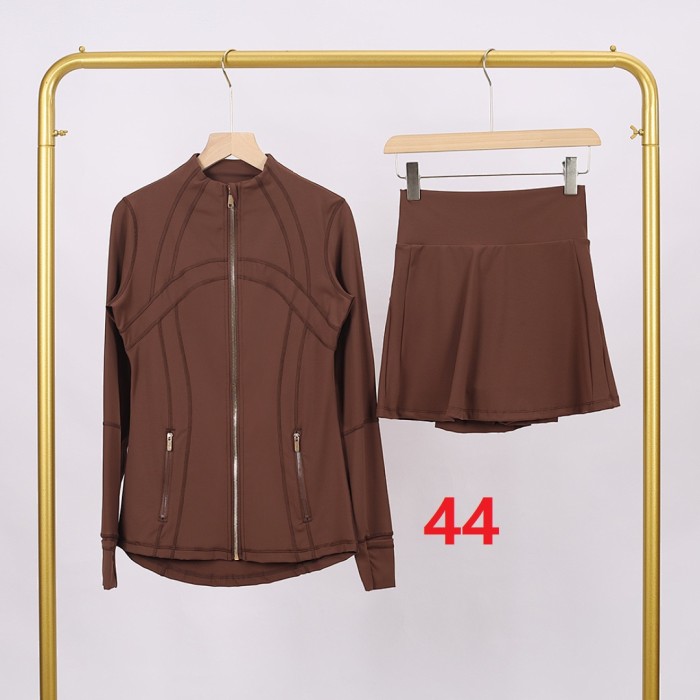 Women's Stand-up collar jacket and skirt set Gym top Yoga clothes,CL78-37-52