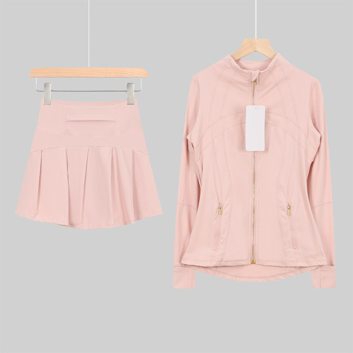Women's Stand-up collar jacket and skirt set Gym top Yoga clothes,CL78-53-68