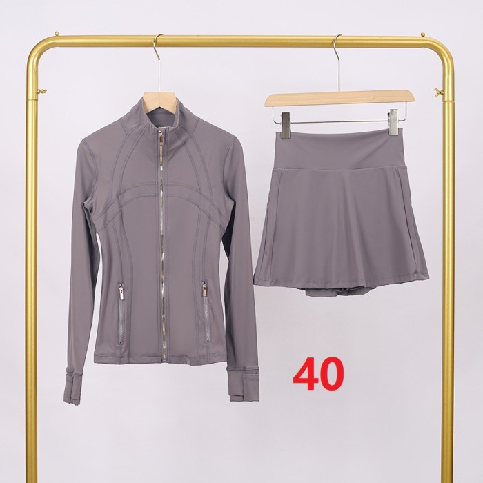 Women's Stand-up collar jacket and skirt set Gym top Yoga clothes,CL78-37-52
