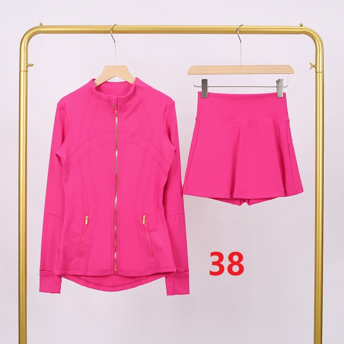 Women's Stand-up collar jacket and skirt set Gym top Yoga clothes,CL78-37-52