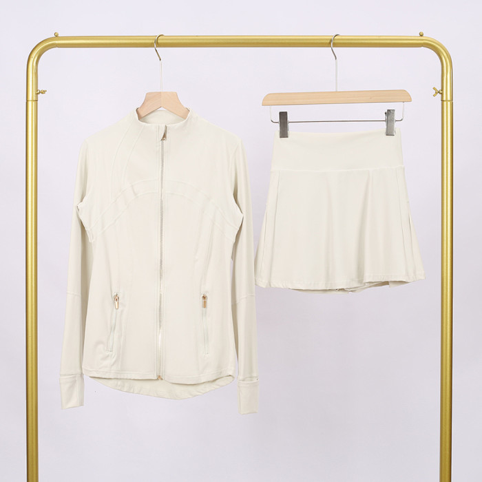 Women's Stand-up collar jacket and skirt set Gym top Yoga clothes,CL78-37-52