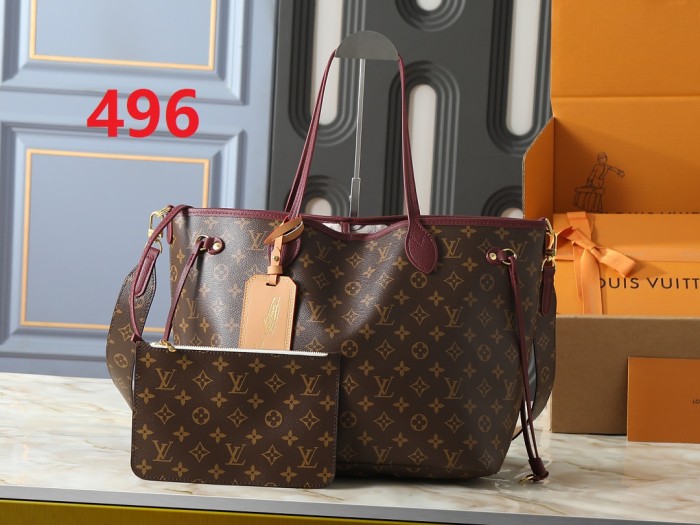 Split leather Neverfull Inside Out MM bag,4A,no box,size 32 x 28 x 14cm,B75-496