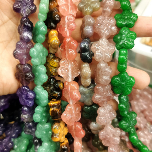 Natural Jade Petals Loose Beads DIY Jewelry Accessories Necklace Semi finished Beads Flower Pendant Beads Wholesale