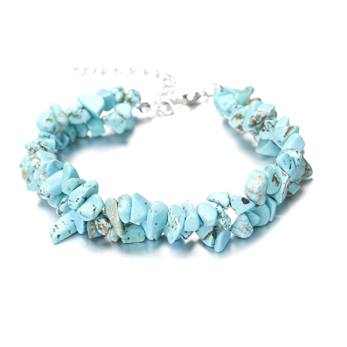 Hand worn natural crystal agate crushed stone amethyst double-layer bracelet