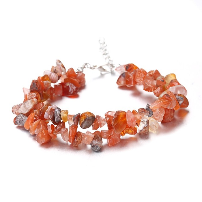 Hand worn natural crystal agate crushed stone amethyst double-layer bracelet