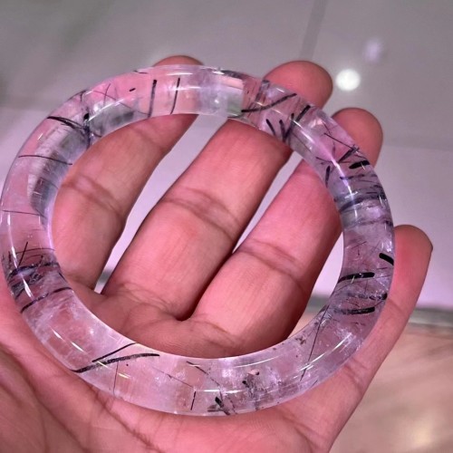 Natural black tourmaline quartz needle crystal bracelet crystal healing stone semi-precious stone jewelry