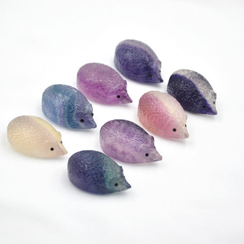 Wholesale Crystal Healing Stones Jade Fluorite Hedgehog Hand Carved Crystals Small Hedgehogs for Sale