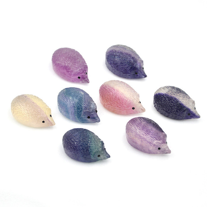 Wholesale Crystal Healing Stones Jade Fluorite Hedgehog Hand Carved Crystals Small Hedgehogs for Sale