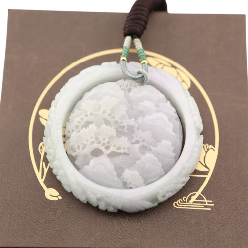Wholesale natural Burmese jadeite milky white exquisitely carved jadeite bracelets and pendant sets