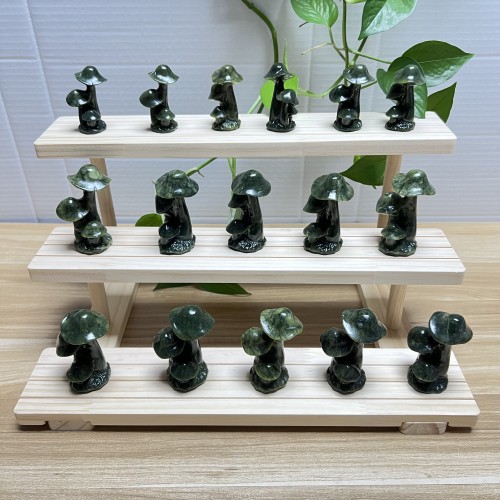 Wholesale natural crystal green mascot jade mushroom, elegant crystal longing for home decoration