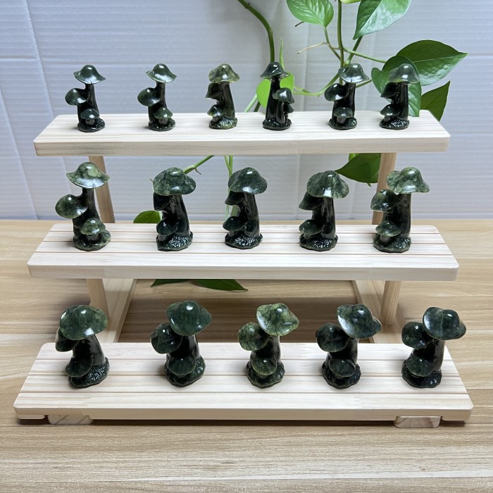 Wholesale natural crystal green mascot jade mushroom, elegant crystal longing for home decoration