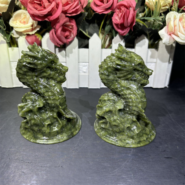 Wholesale cute crystal handicrafts, natural crystal master-carved stones, Xiuyan  Jade Dragon  ornaments