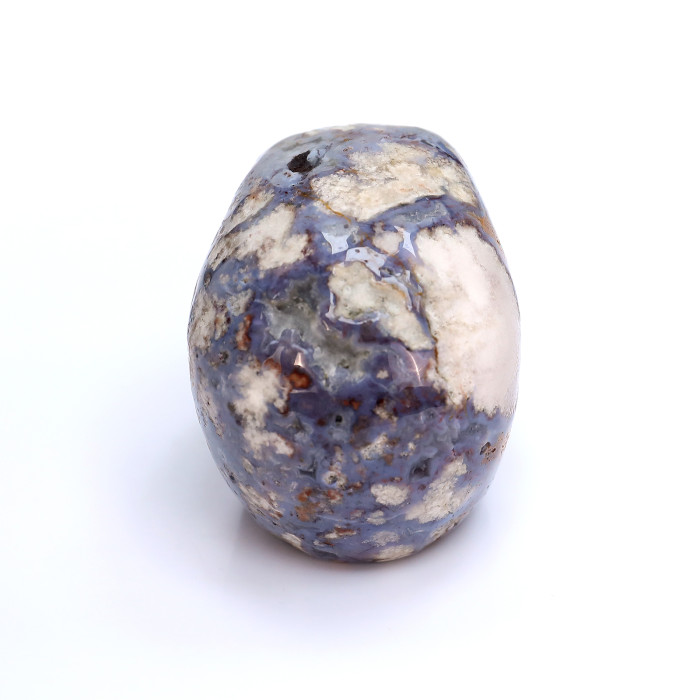 A small blue agate skull carving natural human skull crystal feng shui model gift