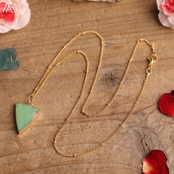 A natural Australian jade triangular pendant gold chain fashion jewelry gift for your beloved one