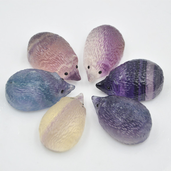 Wholesale Crystal Healing Stones Jade Fluorite Hedgehog Hand Carved Crystals Small Hedgehogs for Sale