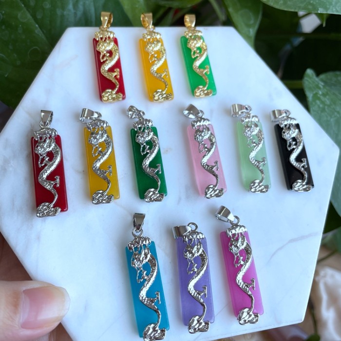 In 2025, the best-selling natural stone, jade, agate, gemstone, seven-color rainbow, charming jade dragon pendant and necklace from Jialin