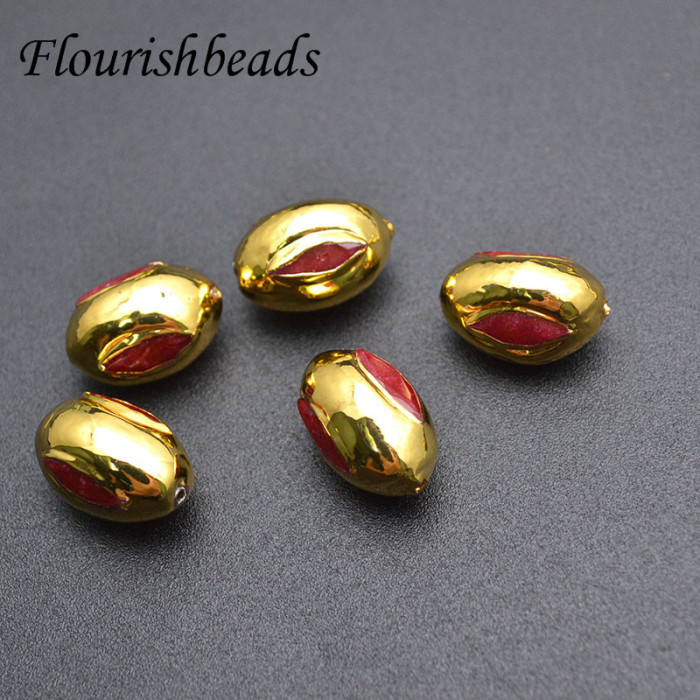 New high-quality 12x 16mm blue, red and green jade natural stone beads gilded handcrafted jewelry