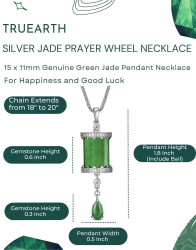 Genuine Jade Prayer Wheel or Beaded Necklace, Green Jade Pendant Necklace for Women, Women Genuine Jade Necklace, Gemstone Amulet Protection Necklace for Good Luck