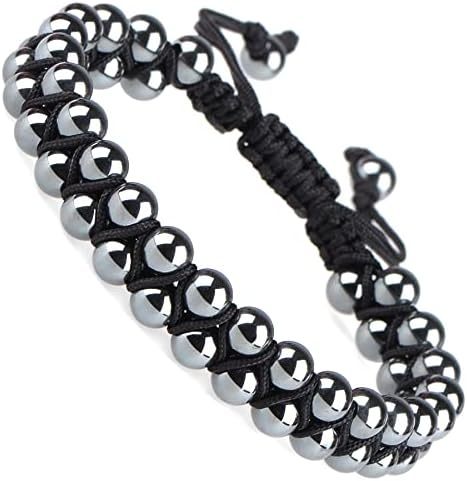 MASSIVE BEADS Natural Chakra Healing Power Crystals Macrame Bracelet Yoga Double Layer Stone Beads Gemstone Meditation Relax Anxiety Bangle for Unisex Women Men