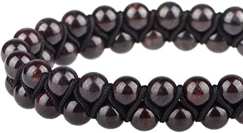 MASSIVE BEADS Natural Chakra Healing Power Crystals Macrame Bracelet Yoga Double Layer Stone Beads Gemstone Meditation Relax Anxiety Bangle for Unisex Women Men