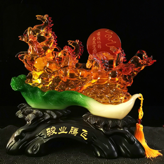 Chinese-style garden home Jade Horse sculpture decoration feng shui resin Eight Horses New home Guardian and house protection decoration statue sculpture