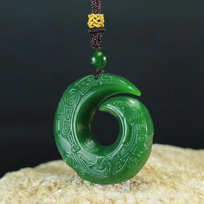 Wholesale jade rune pendants, Chinese-style fashionable carved natural double-sided necklaces