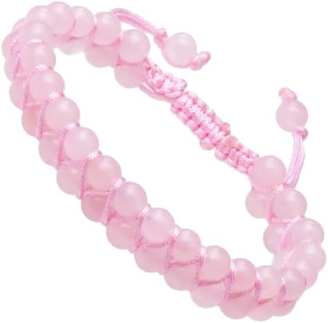 MASSIVE BEADS Natural Chakra Healing Power Crystals Macrame Bracelet Yoga Double Layer Stone Beads Gemstone Meditation Relax Anxiety Bangle for Unisex Women Men