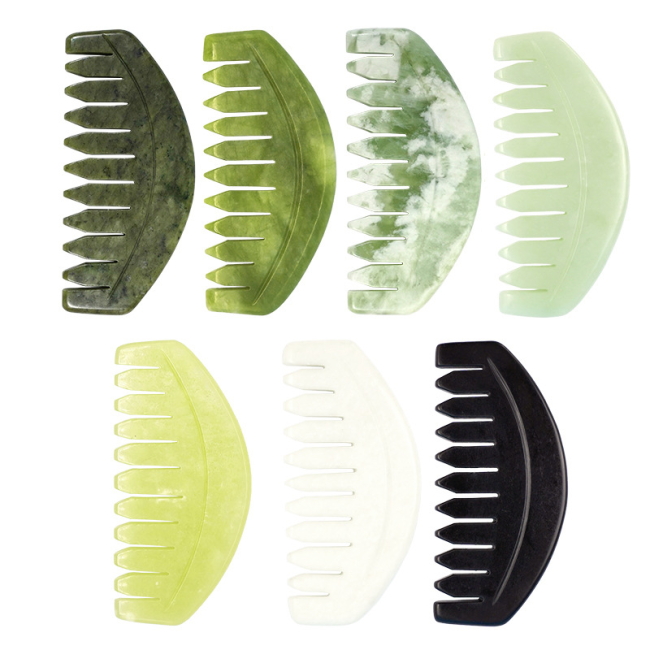 Authentic 100% natural white obsidian soft jade roller comb head massage, scrapped beauty care