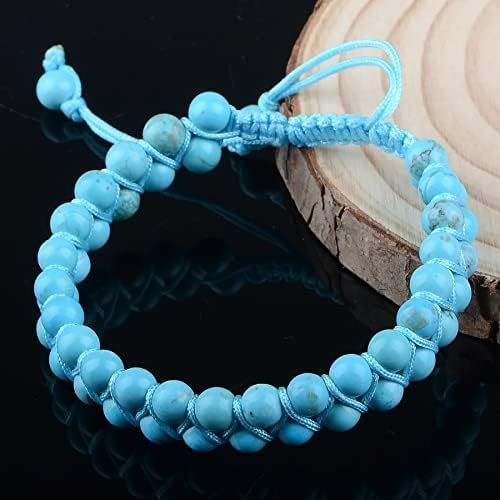 MASSIVE BEADS Natural Chakra Healing Power Crystals Macrame Bracelet Yoga Double Layer Stone Beads Gemstone Meditation Relax Anxiety Bangle for Unisex Women Men