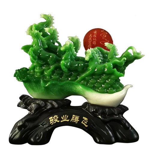 Chinese-style garden home Jade Horse sculpture decoration feng shui resin Eight Horses New home Guardian and house protection decoration statue sculpture