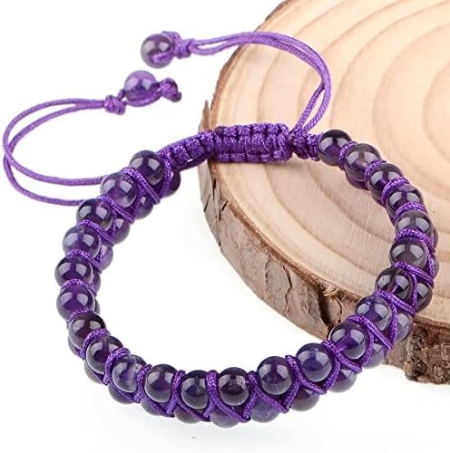 MASSIVE BEADS Natural Chakra Healing Power Crystals Macrame Bracelet Yoga Double Layer Stone Beads Gemstone Meditation Relax Anxiety Bangle for Unisex Women Men