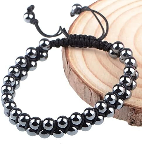 MASSIVE BEADS Natural Chakra Healing Power Crystals Macrame Bracelet Yoga Double Layer Stone Beads Gemstone Meditation Relax Anxiety Bangle for Unisex Women Men