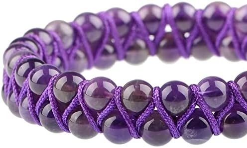 MASSIVE BEADS Natural Chakra Healing Power Crystals Macrame Bracelet Yoga Double Layer Stone Beads Gemstone Meditation Relax Anxiety Bangle for Unisex Women Men