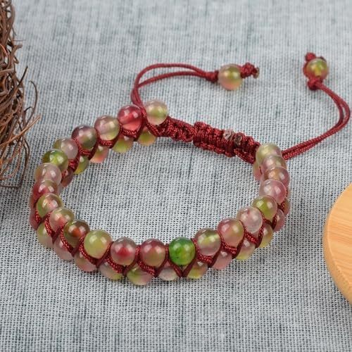 MASSIVE BEADS Natural Chakra Healing Power Crystals Macrame Bracelet Yoga Double Layer Stone Beads Gemstone Meditation Relax Anxiety Bangle for Unisex Women Men