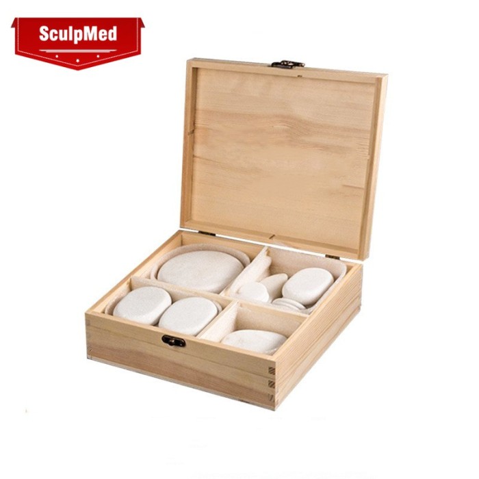 14pcs professional hot massage stone white jade set Heating stone jade ware Warm stone men's and women's spa massage therapy