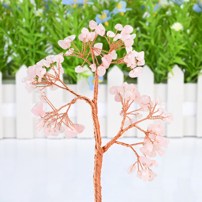 Wholesale small amethyst rose quartz jade base, natural crystal gravel tree decorative carving, laser Christmas gift, love witness small gift