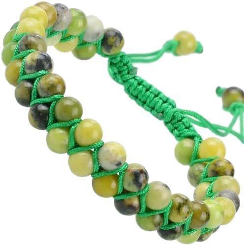 MASSIVE BEADS Natural Chakra Healing Power Crystals Macrame Bracelet Yoga Double Layer Stone Beads Gemstone Meditation Relax Anxiety Bangle for Unisex Women Men