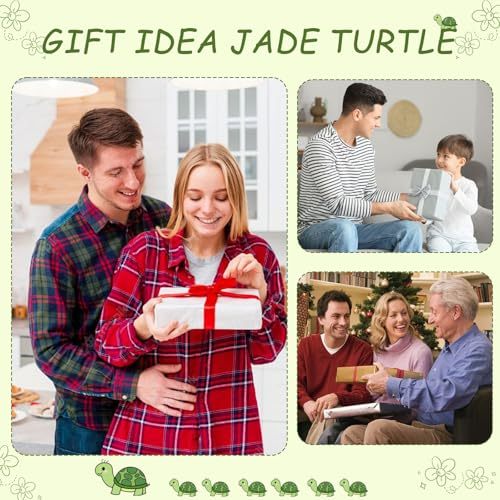 gemshan Green Natural Jade Turtle Hand Carved 3  Art Animal Figurine for Home Office Decoration with Luck