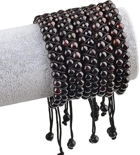 MASSIVE BEADS Natural Chakra Healing Power Crystals Macrame Bracelet Yoga Double Layer Stone Beads Gemstone Meditation Relax Anxiety Bangle for Unisex Women Men